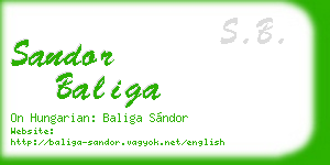 sandor baliga business card